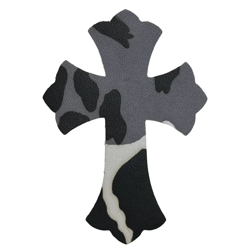 4.5*6.5cm Sheepskin Leather Patch With Cross Shaped Leather Label Genuine Leather DIY With Multiple Colors-106-182