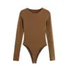 KAR&OT ZA 2024 Autumn New Women's Fashion Simple Versatile Elastic Slim Fit Long-sleeved Round Neck Jumpsuit 1026725