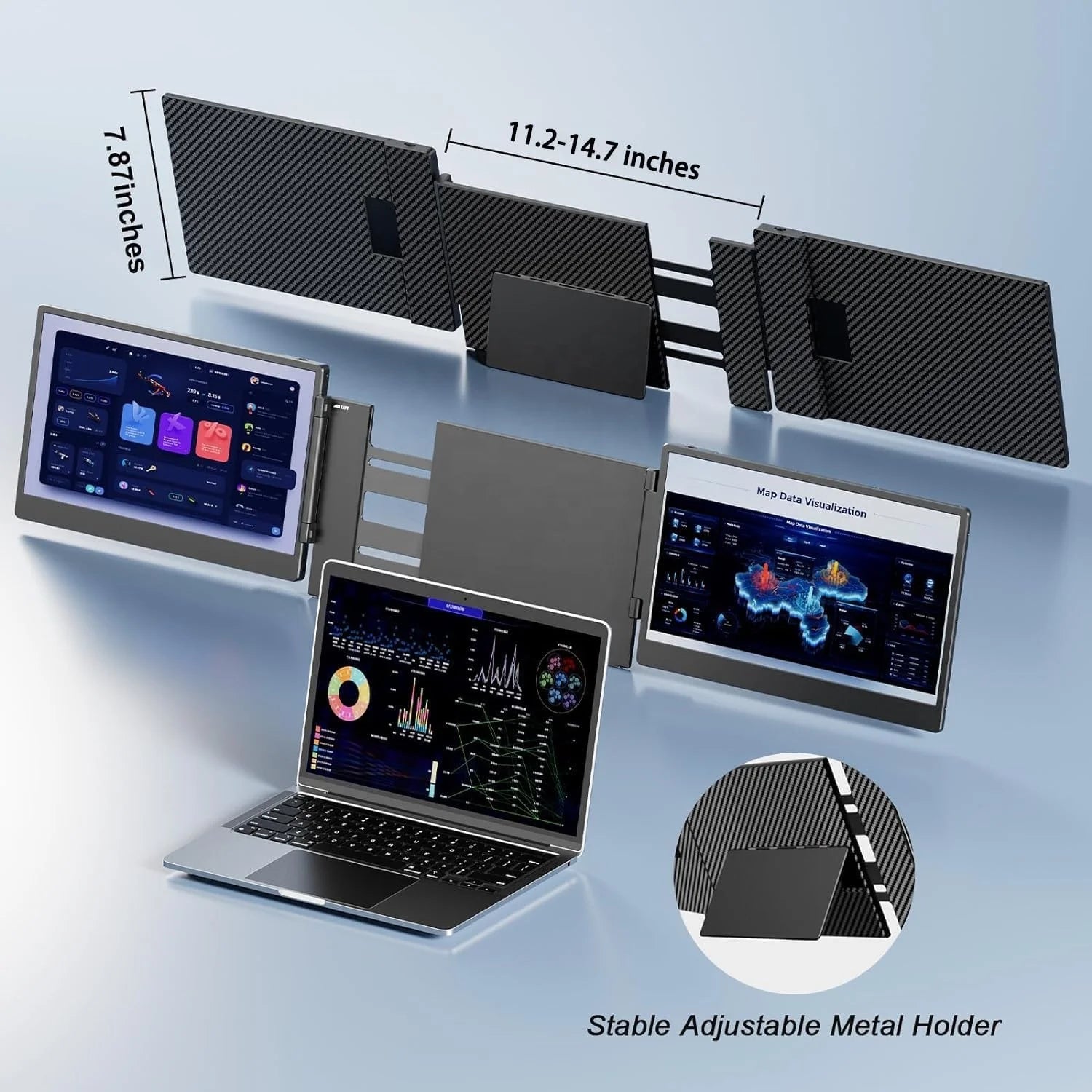 Factory OEM/ODM Easy Connection 14 inch Laptops Dual 1080P LCD Display Notebook Laptop Triple Screen Monitors