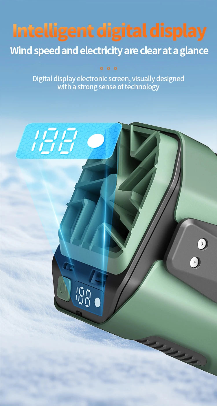 Portable 5000mAh LED Display Mini Waist Clip Fan Hotel & Household Use Battery Powered Cooling Neck Belt Fan
