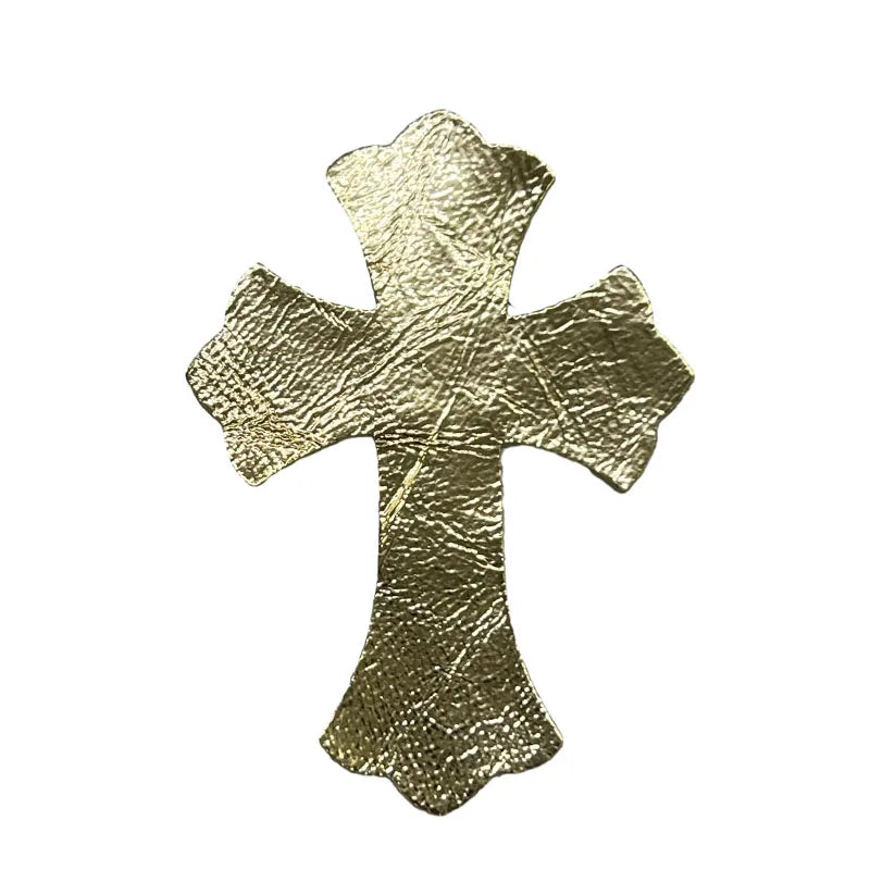 4.5*6.5cm Sheepskin Leather Patch With Cross Shaped Leather Label Genuine Leather DIY With Multiple Colors-106-182