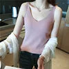 New Women Summer Knit Vest Sexy Girl Solid Color Tank Knitted Tops Casual Straps Knitwear T-shirt Simple Base Casual Vest