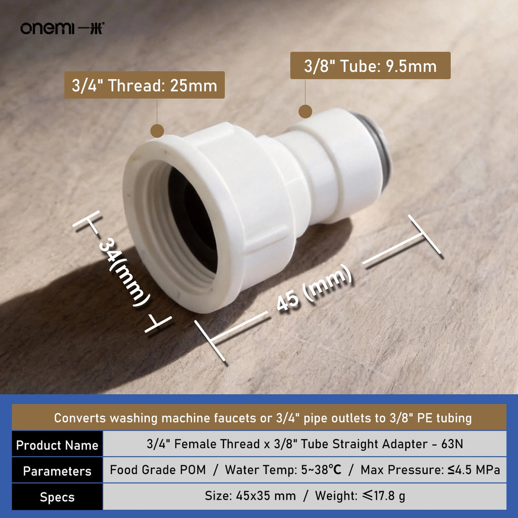 OEM Manual Ball Valve Quick Connect Reducing Union Fitting 1/4 Inch to 3/8 Inch POM Step Down Adapter for Car RO Water Filter