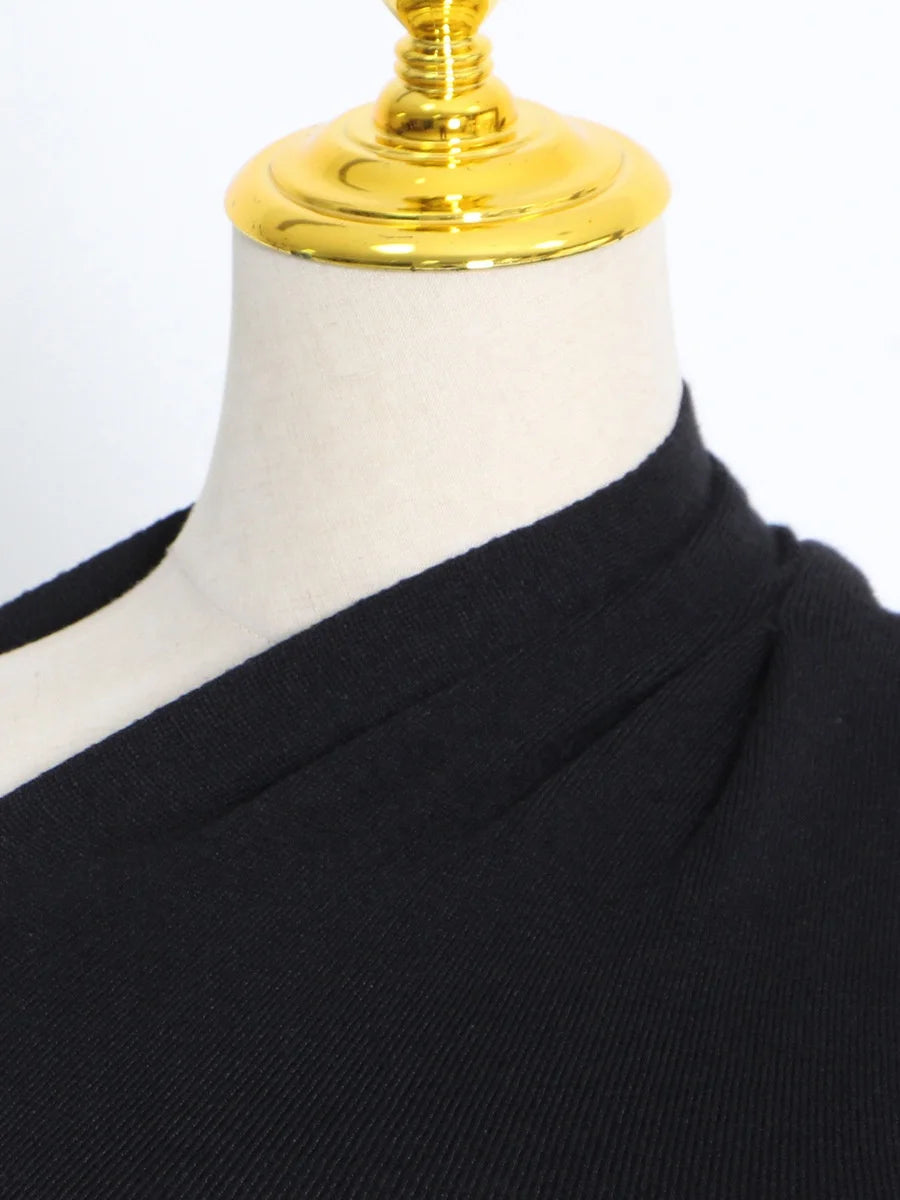 OUDINA Fashion High Quality New Irregular Solid Off-Shoulder Woman Sweater Casual Ladies' Sweaters Simple Knit Sweater