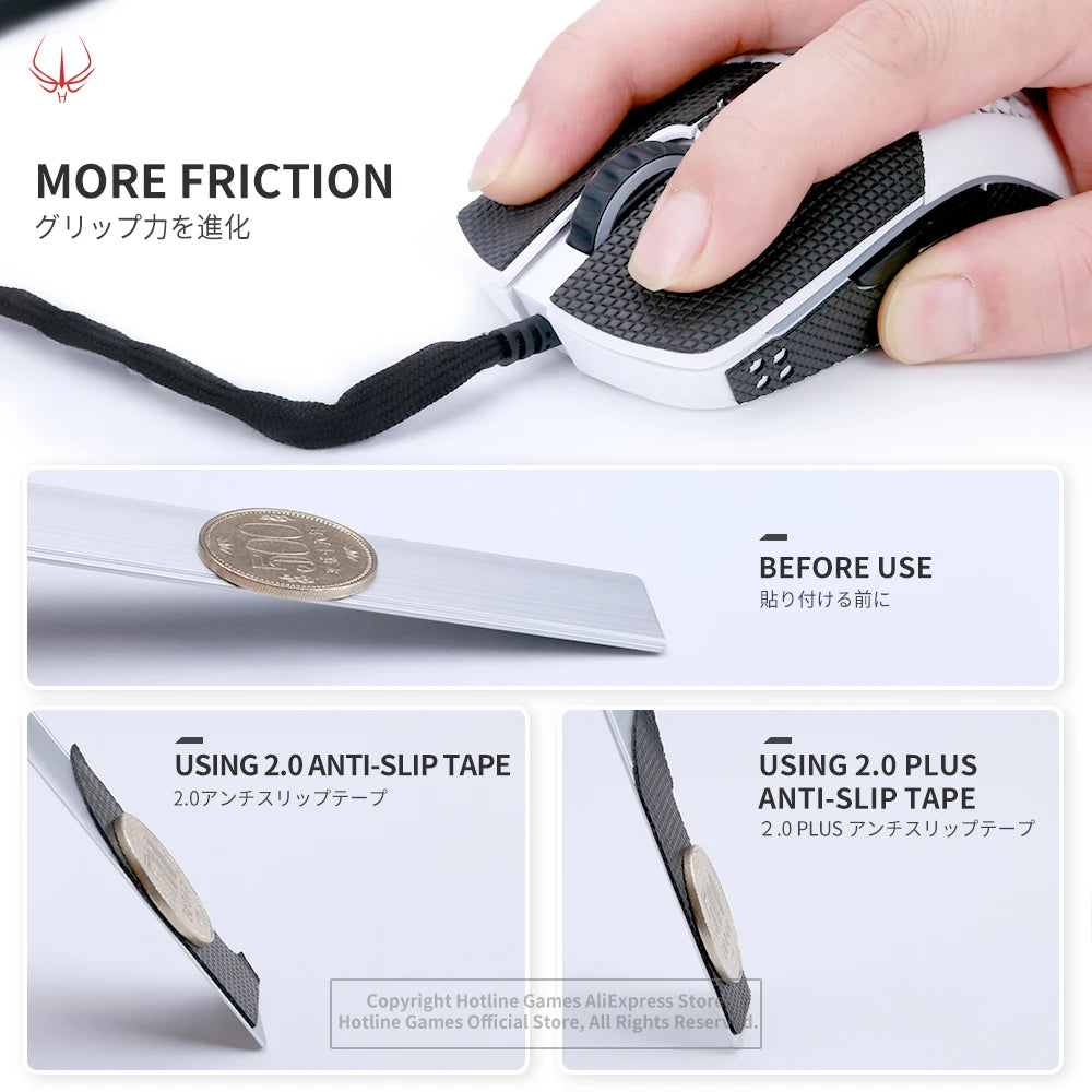 Hotline Games 2.0Plus Mouse Anti-Slip Grip Tape for glorious model O- Minu,Grip Upgrade,Moisture Wicking,Pre Cut,Easy to Apply