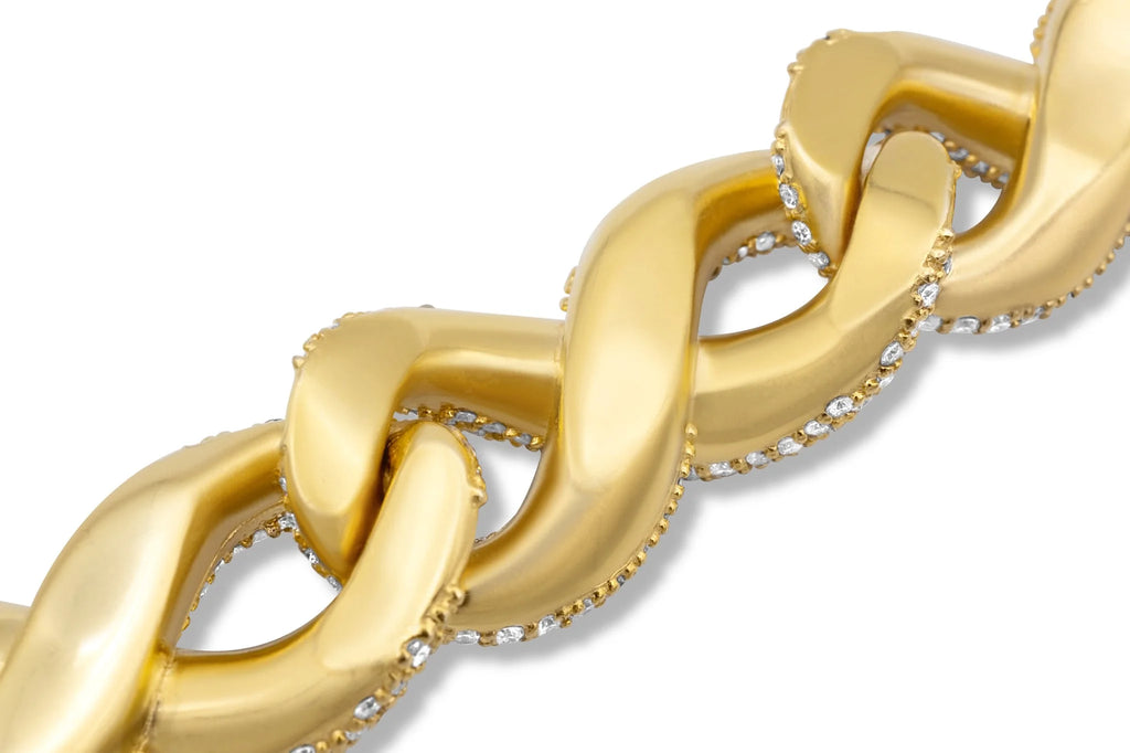 High Quality Icedout Diamond Charm Bracelet Handmade Link Chain 18K Gold Plated Hip Hop Unisex Elegant Style Gifting Use Bulk
