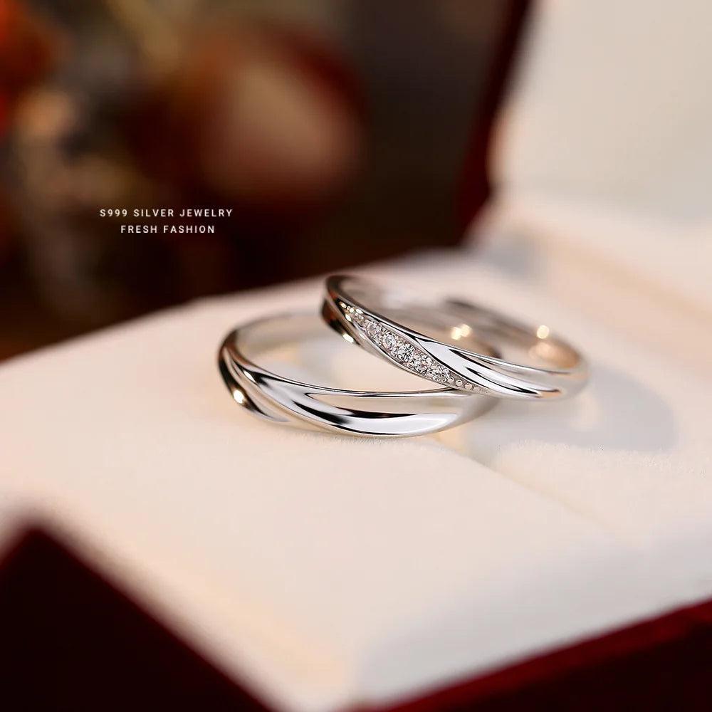 New NO MOQ Jewelry Fashion Couple Ring Jewelry 925 Sterling Silver Twisted Zircon Engagement Weeding Rings Lover Diamond Rings