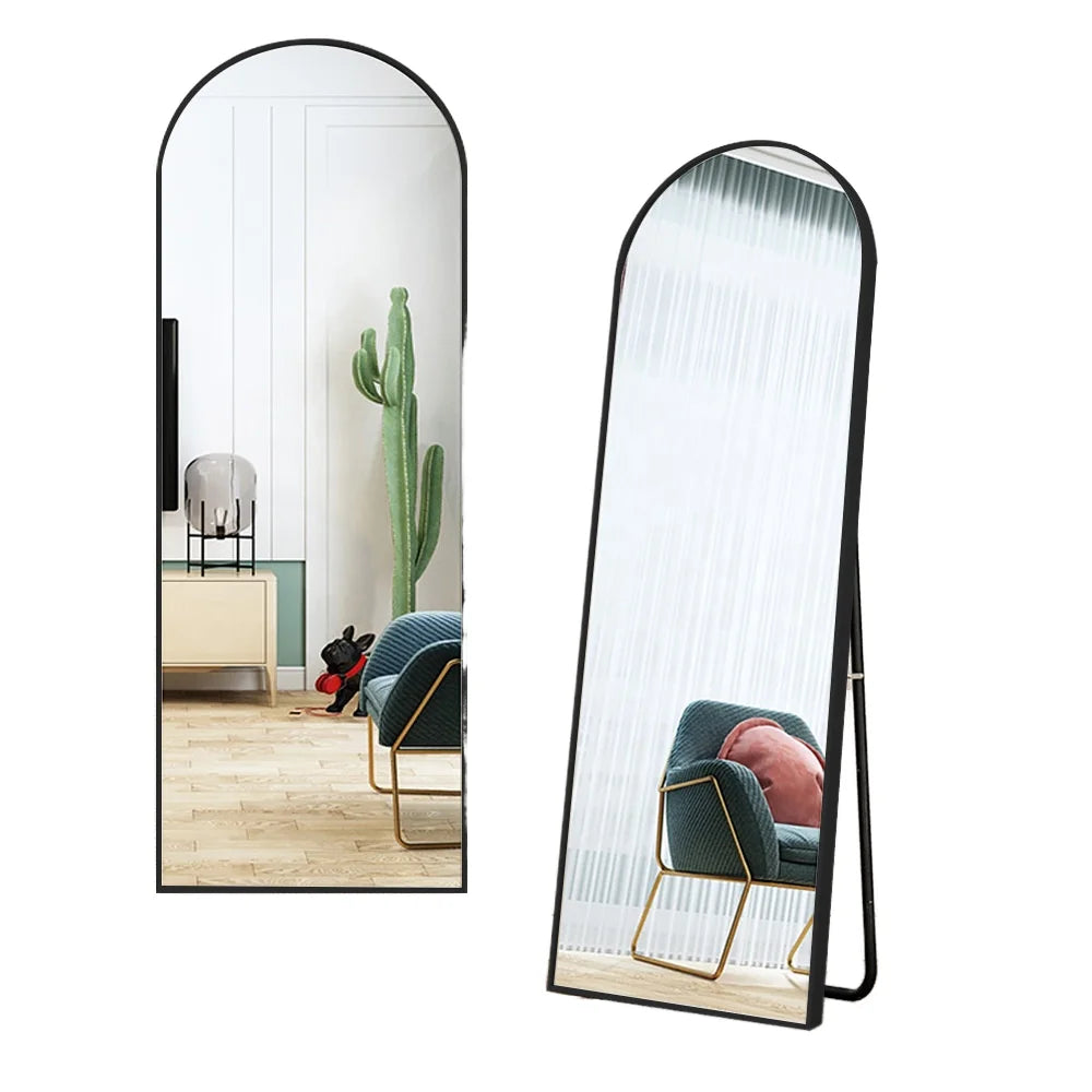 Large Full-Length Floor Mirror with 4mm Thickness Full Body Decorative Wall Arch Metal Frame Furniture for Wedding Occasions