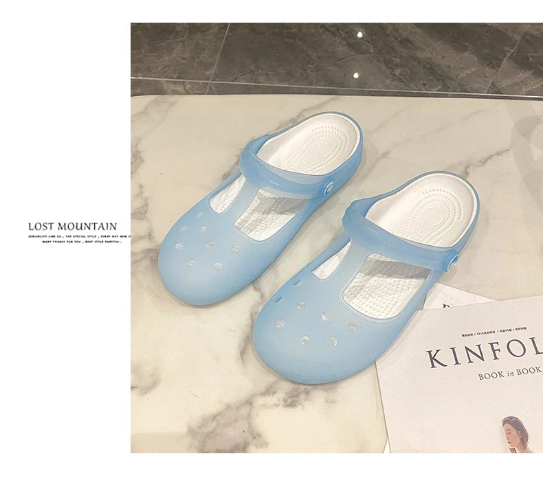 New Summer Jelly Sandals Women Outdoor Casual Slip On Garden Beach Shoes Female Rubber Clogs Non-slip Slides Breathable Slippers