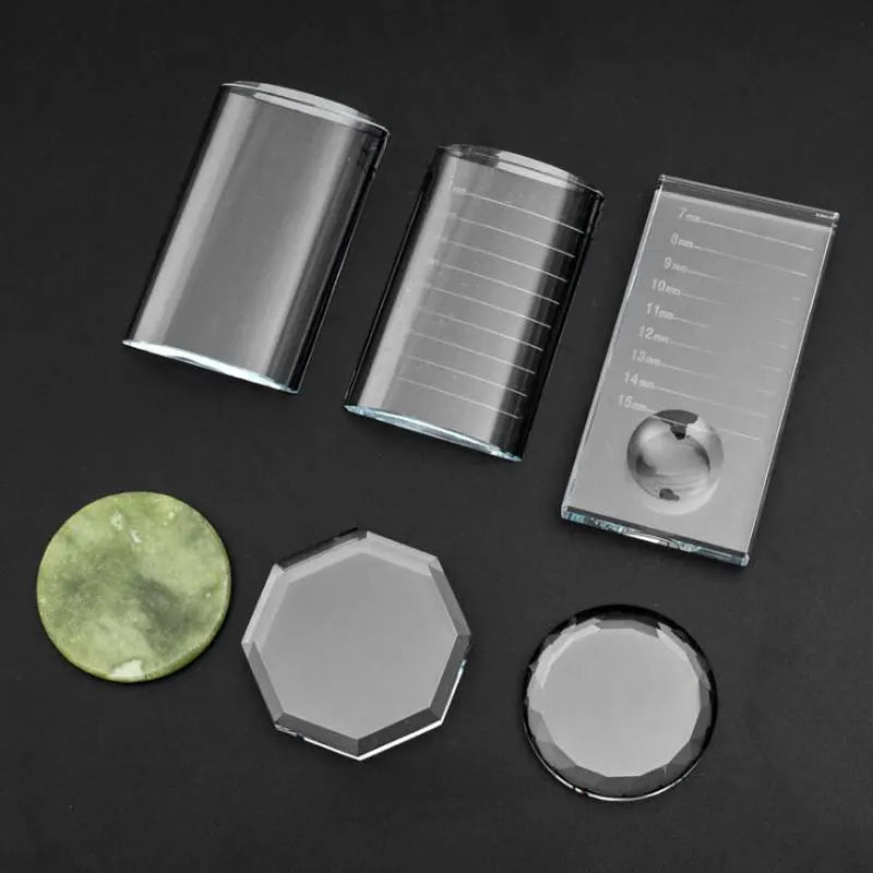 False Eyelash Glue Holder Pallet Eyelash Extension Stand pads with Tick Mark Crystal Glass Adhesive Glue Holder