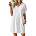 Custom-printed Hawaiian Tropical Floral Chiffon Dress Dropped Waist Relaxed Fit Flared Sleeves Sexy Sweet Lightweight for All