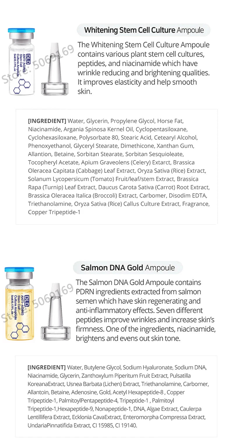 Korea 5ml*10Pcs BB Cream Glow Foundation Brightening Sunscreen Salmon DNA Ampoule Skin Booster Moisturizing Skin Beauty Makeup