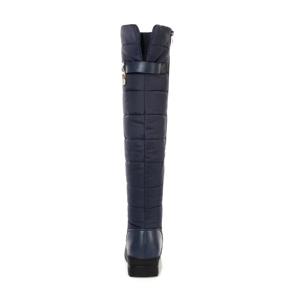 SGESVIER 2025 high quality down warm snow boots women platform thigh high boots ladies zipper winter shoes over the knee boots