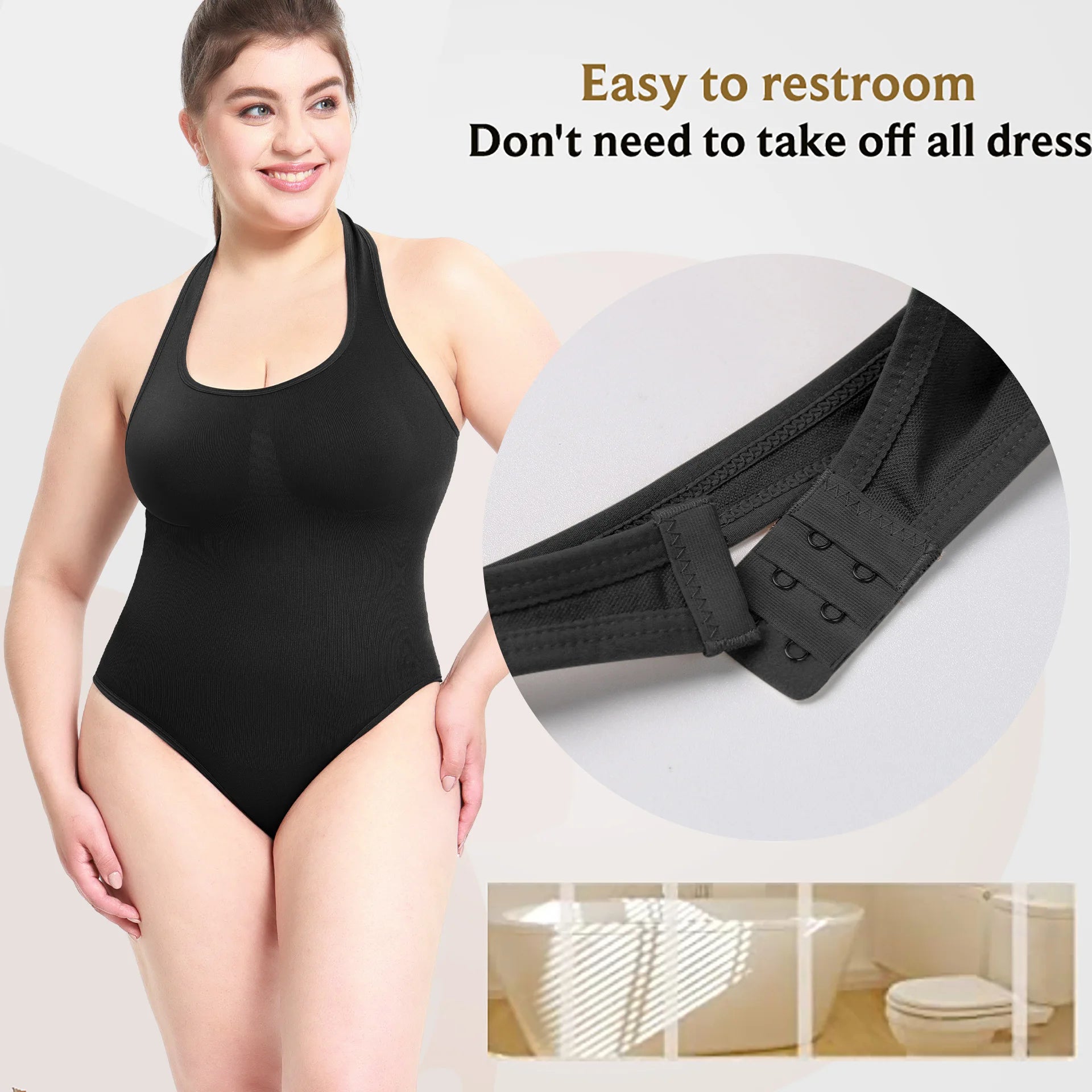 Patented Everyday Firm Control Bodysuit for Women Plus Size Body Shaper Halter Waist Slimming Butt Control Adults Tops Shapewear