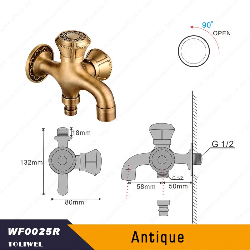 Antique Brass Bathroom Wall Mount Sink Basin Cold Water Faucet Tap G 1/2 Inch Outdoor Garden Hose Faucet Mop Sink tap TWL031