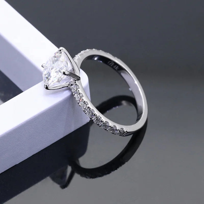 Free Shipping Gold Jewelry 6.5x6.5mm 1.5 Carat Moissanite Cushion Cut Diamond Engagement Rings for Women Real Gold