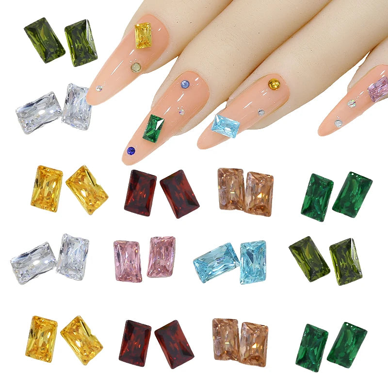 Z89 Glitter Shimmer High Quality Diamond Nail Jewelry Colorful 4*6mm Glass Crystal Nail Rhinestones Diy Nail Supplies