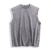 Dropshipping 210gsm Cotton Women's Mens Vintage Acid Wash Sleeveless t Shirt tank Tops