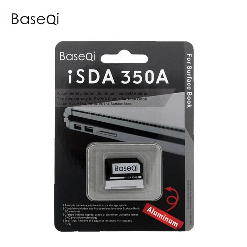 Original BaseQi NinjaDrive Aluminum Hidden Expansion Micro TF Sd Card Adapter for Micro Soft Surface Book