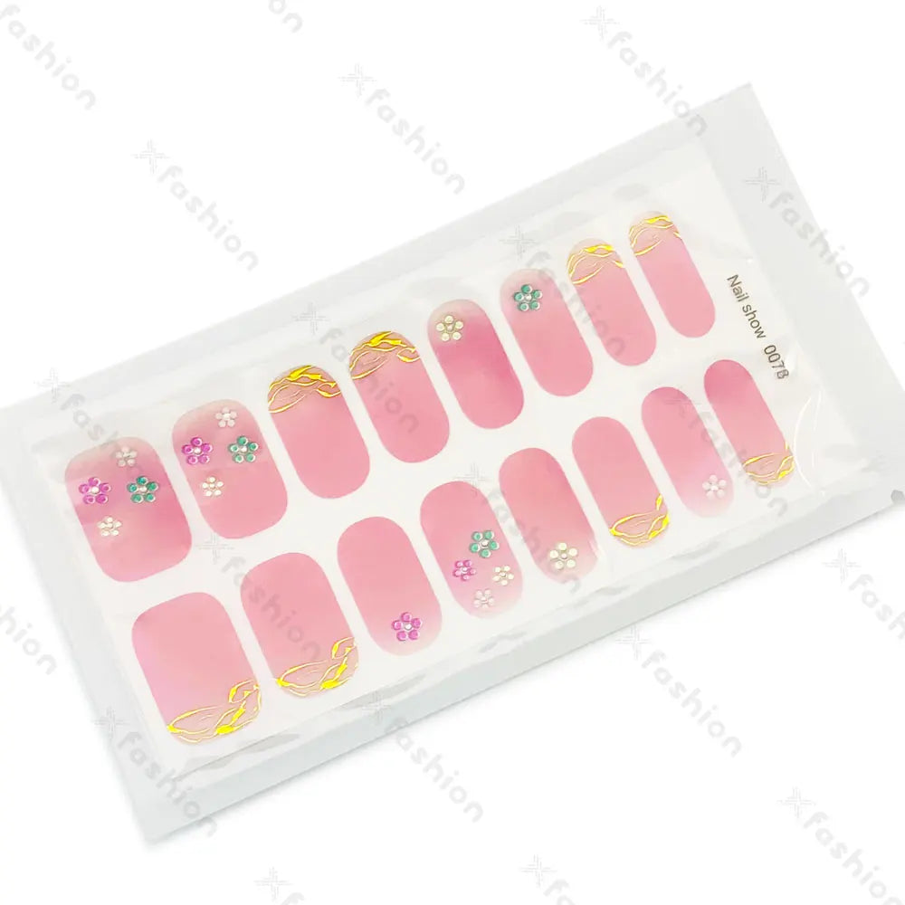 Hot Sale 16 Tips Solid Color Semi-Cured Gel Nail Stickers UV Light Durable Waterproof Long-Lasting Gel Nail Stickers Wholesale