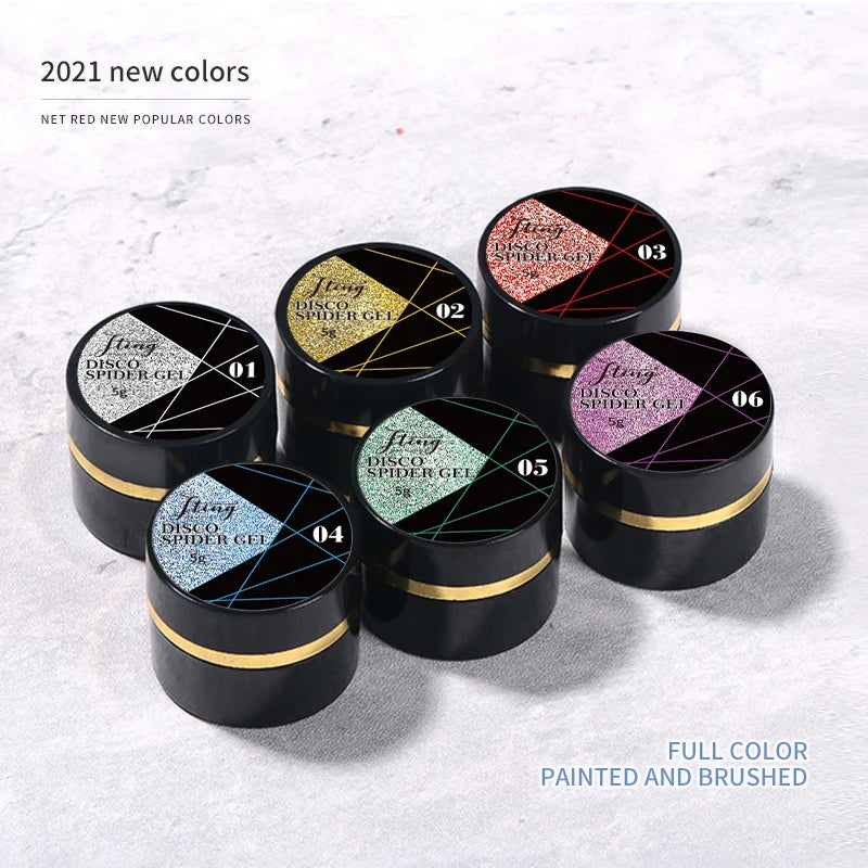 JTING New Design 6 Colors Disco Spider Gel Polish Uv Led High Density Broken Diamond Flash Gel Nail Polish Paint ODM/OEM Custom
