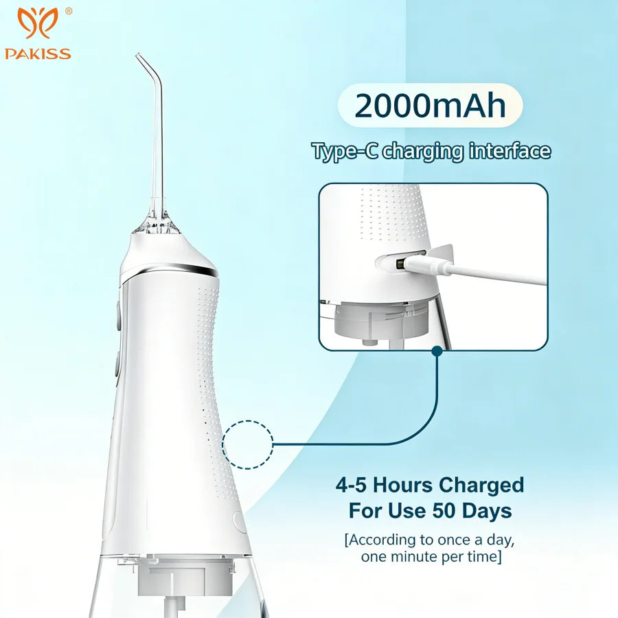 PAKISS L11 Water Flosser with Type-C Charging,Oral Irrigator with 300ml Removable tank
