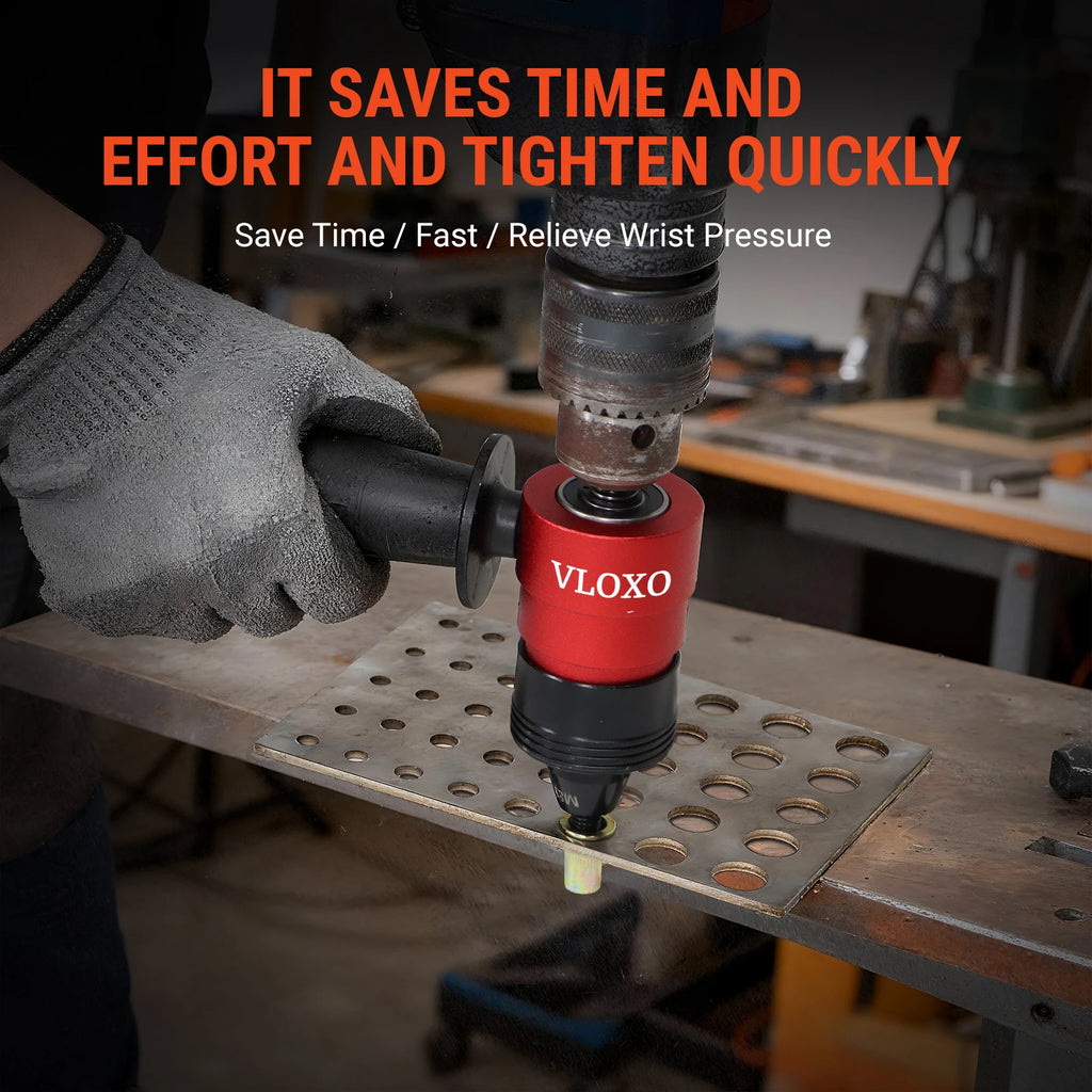 VLOXO Portable Handheld Electric Rivet Nut Gun Automatic Female Gun Head Cordless Riveting Power Drill Tool Kit
