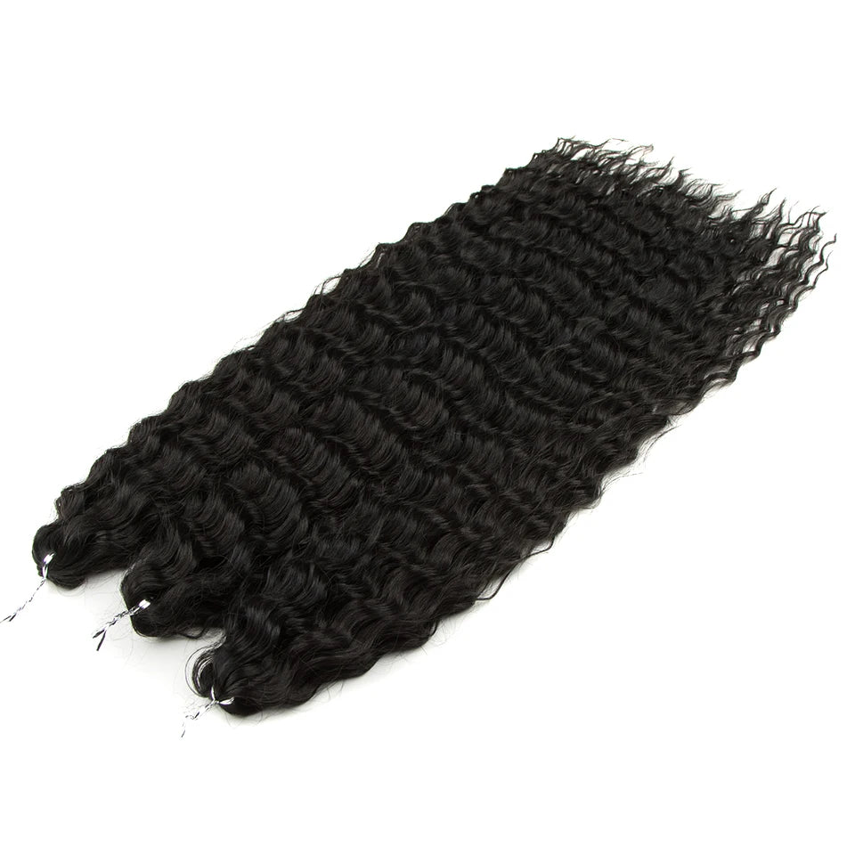 FASHION IDOL 24 Inch Ariel Hair Synthetic Crochet Curly Hair Water Wave Braid Hair Ombre Pink Deep Wave Braiding Hair Extensions
