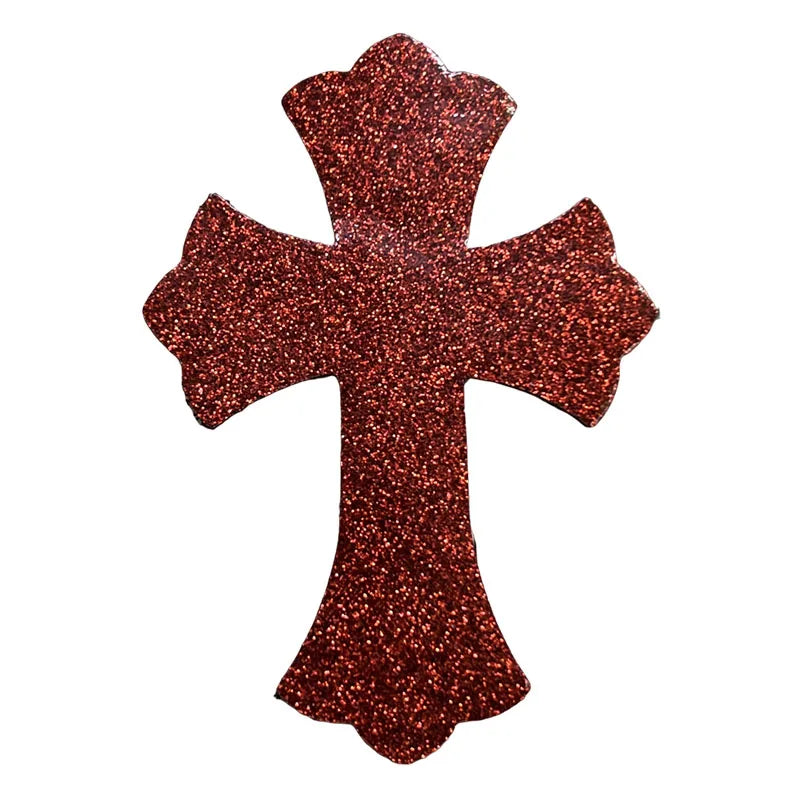 4.5*6.5cm Sheepskin Leather Patch With Cross Shaped Leather Label Genuine Leather DIY With Multiple Colors-106-182