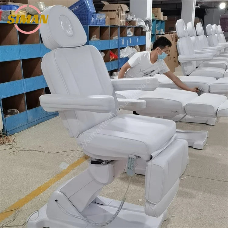 Siman Factory Wholesale 4 Motors Electric Massage Bed Remote Foot Control Lift Tilt Swivel Salon Furniture Low MOQ