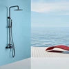 Wall Mounted Outdoor Shower Set Mixer System Brushed Gold Brass Dual Handle 10 Inches Rainfall Shower for Pool