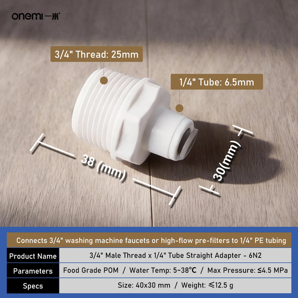 OEM Manual Ball Valve Quick Connect Reducing Union Fitting 1/4 Inch to 3/8 Inch POM Step Down Adapter for Car RO Water Filter