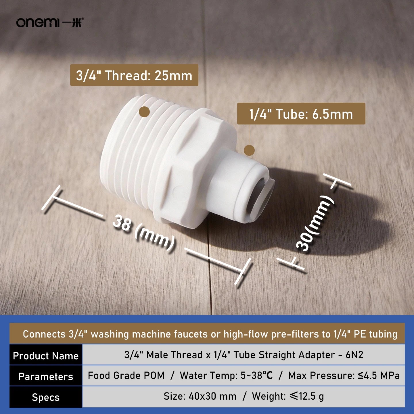 OEM Manual Ball Valve Quick Connect Reducing Union Fitting 1/4 Inch to 3/8 Inch POM Step Down Adapter for Car RO Water Filter