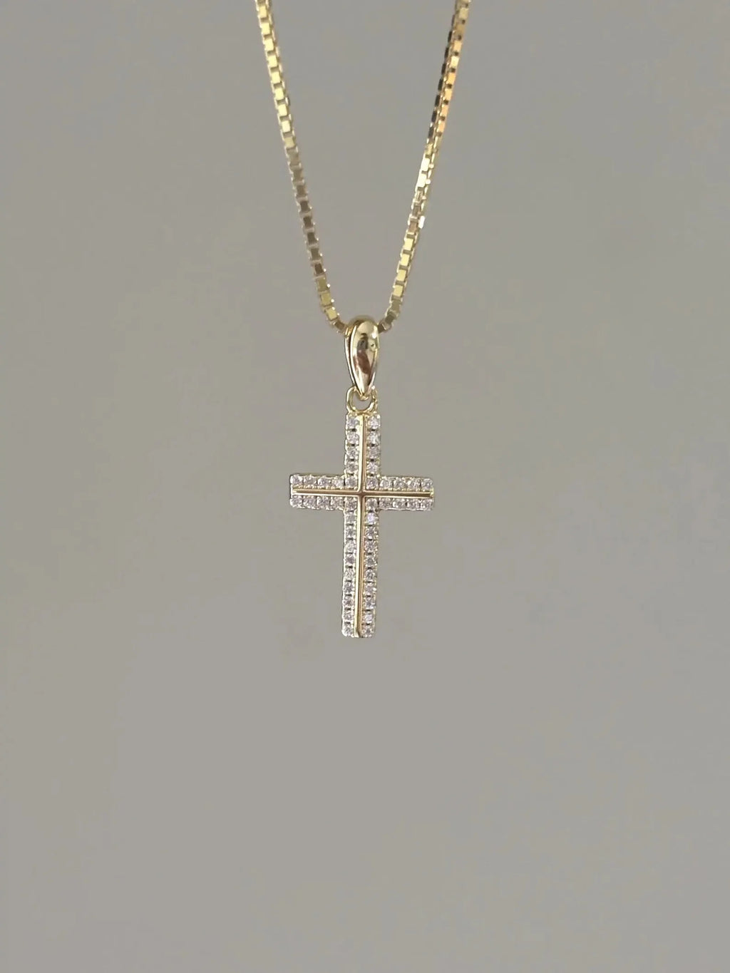 Great Gems Dainty 0.20ctw Moissanite Cross Necklace Pave Diamond Charm Sterling Silver Yellow Gold Plated Christian Religious