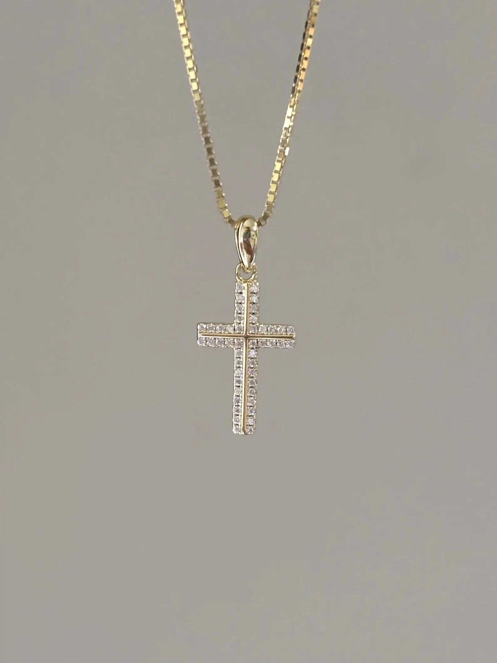 Great Gems Dainty 0.20ctw Moissanite Cross Necklace Pave Diamond Charm Sterling Silver Yellow Gold Plated Christian Religious