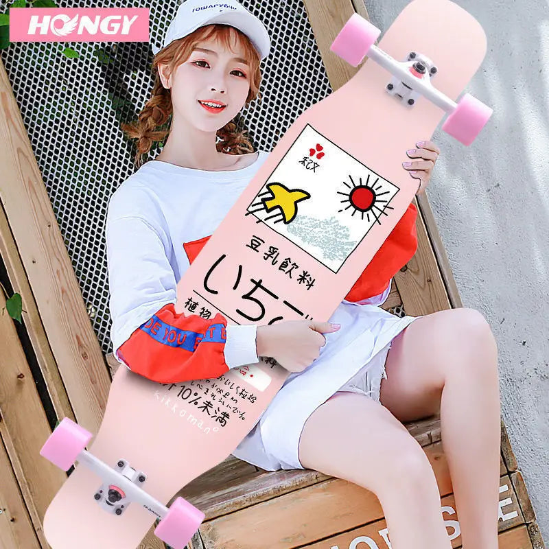 Beginners Long Board Skateboard Female Male Adults Students Teenagers Four-Wheel Magnesium Alloy Walking Dance Board China