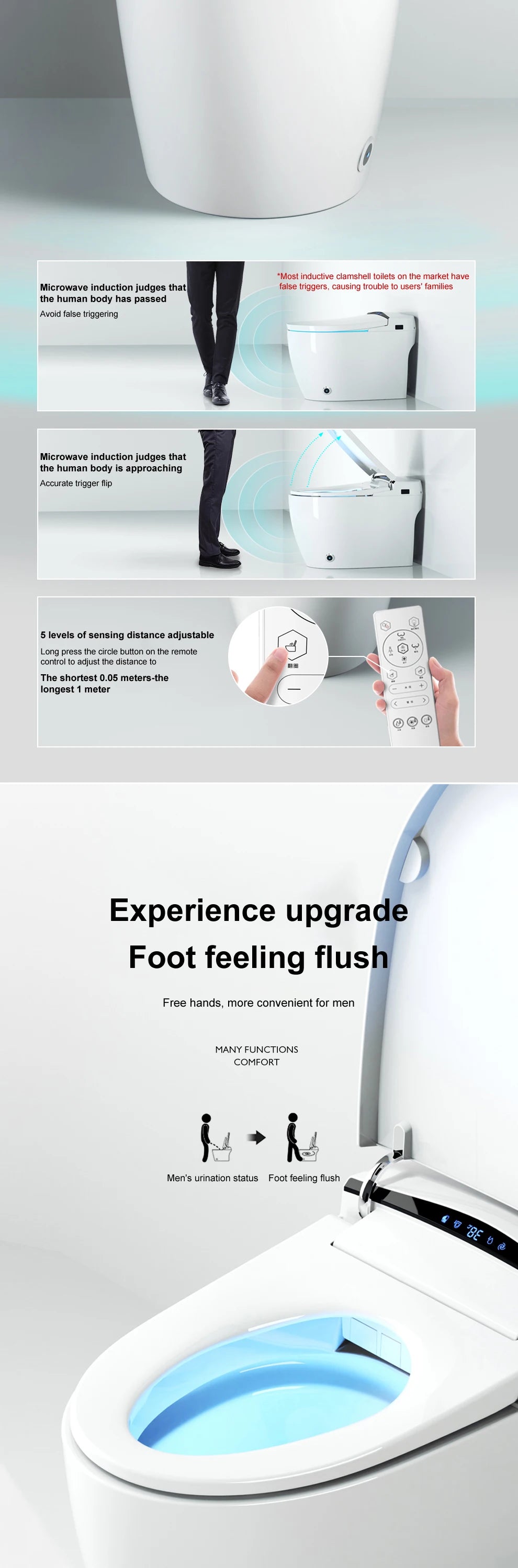 Automatic flushing without water tank integrated black electronic intelligence