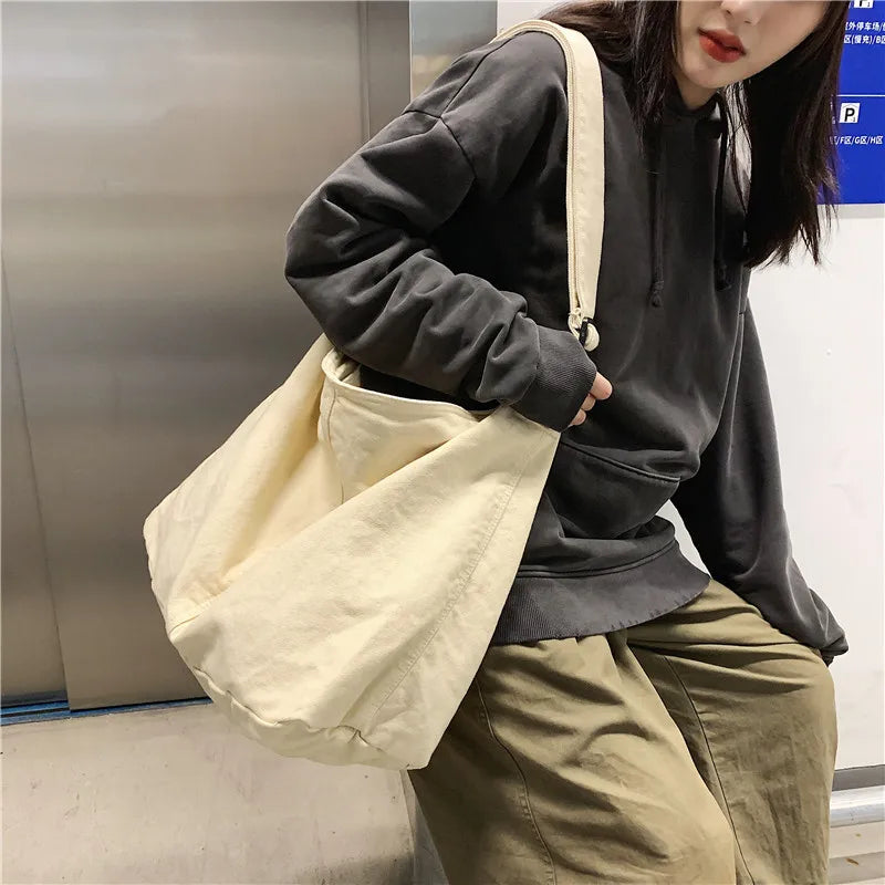 HOCODO New Bags for Women 2022 Canvas Shoulder Bag Fashion Large Capacity Handbags Female Casual Travel Bags Soft Crossbody Bags