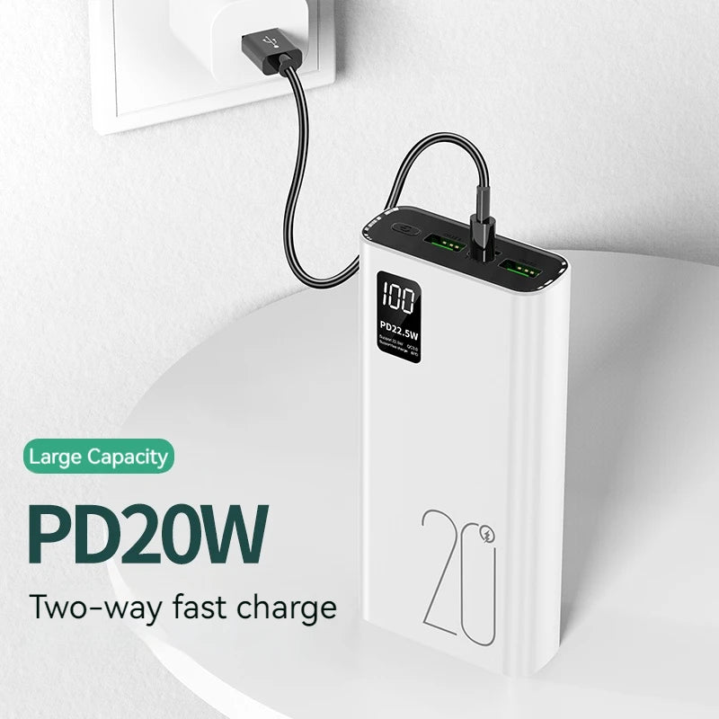 Latest Model 22.5W Type C Output Super Fast Charging Powerbank 20000mAh Digital Display Real Capacity PD20W 20000mAh Power Bank