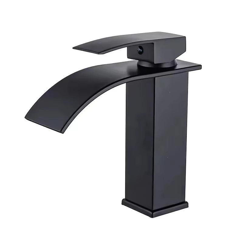Bathroom Faucet Brushed Nickel Waterfall Faucet Single Hole Modern Stainless Steel Water Mixer Tap Bathroom Water Basin Faucet