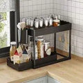 Premium Sustainable Plastic Double Folding Organizer Shelf Standing Rack Kitchen Bathroom Cabinet Home Storage Supplies