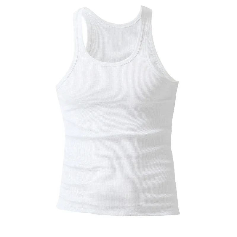 Pack of 3 Casual White Men Comfortable Ribbed Sleeveless Tank Top for Men