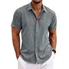 Men's Casual Button Down Shirt Short Sleeve Anti-Pilling Yarn Dyed for Beach Summer Wedding Knitted Weaving Method