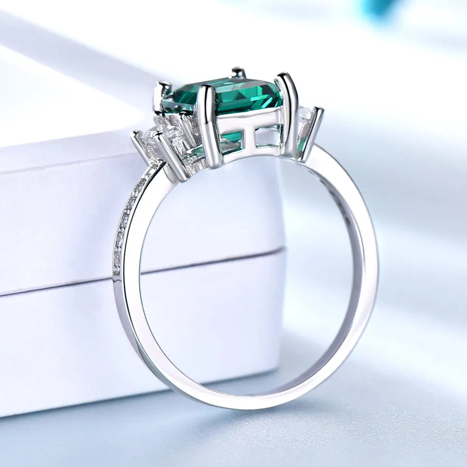 Silver Jewelry Ring With Nepali Stone Handmade Green Emerald Engagement 925 Sterling Silver Jewelry CZ Gemstone Rings for Women