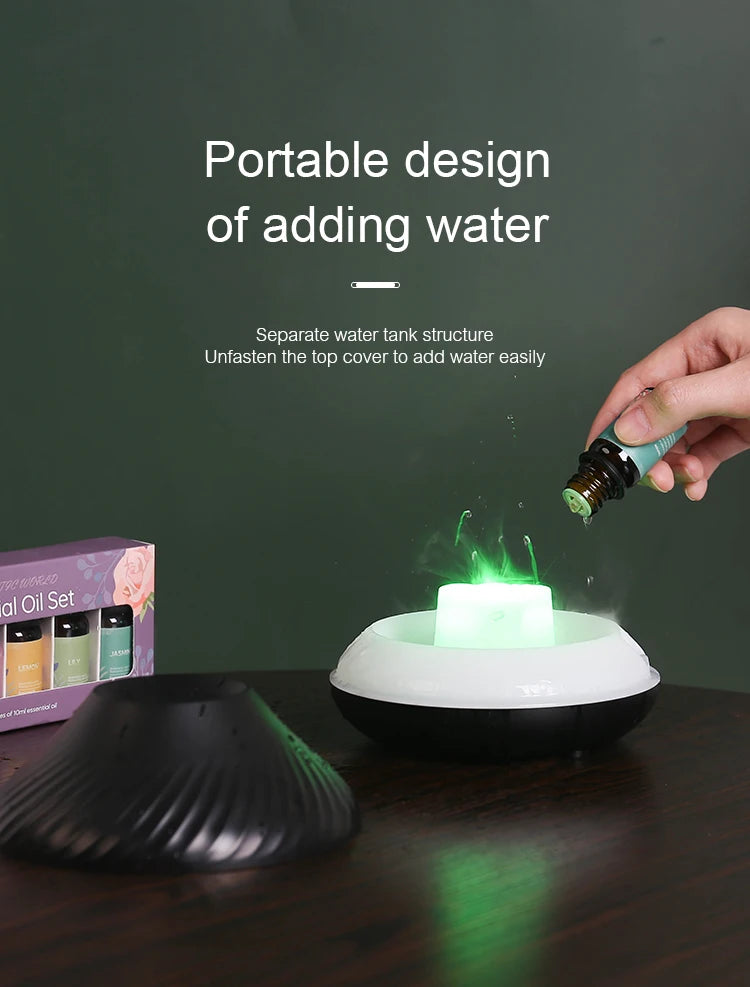 Aroma  Essential Oils Diffuser Air Essential Oil Ultrasonic USB Humidifier Sale Fire Flame Humidifier