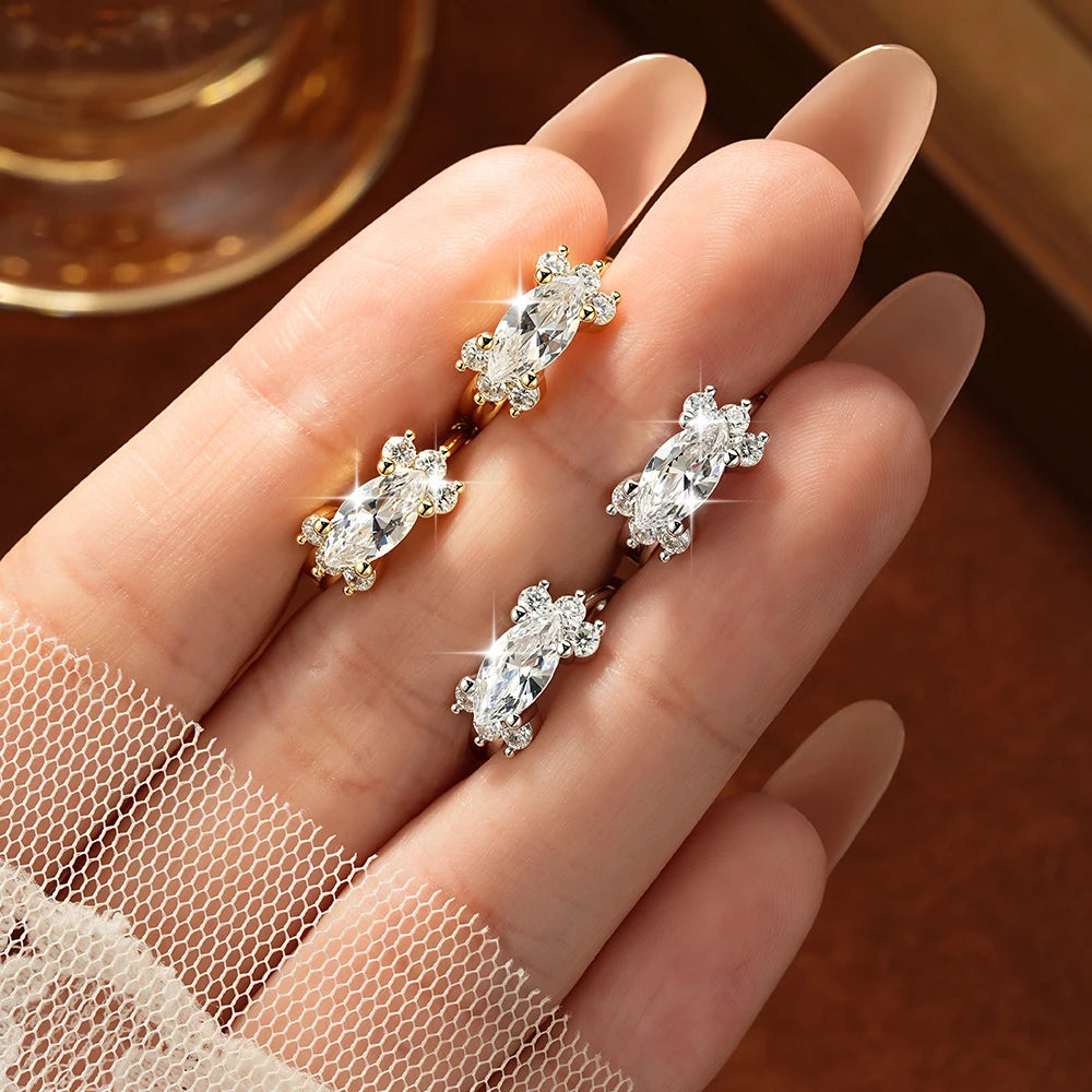 Wholesale Luxury Delicate Hoop Earrings with 14K Gold Filled Featuring 2.2mm Round Moissanite Earrings Marquise Zircon Certified