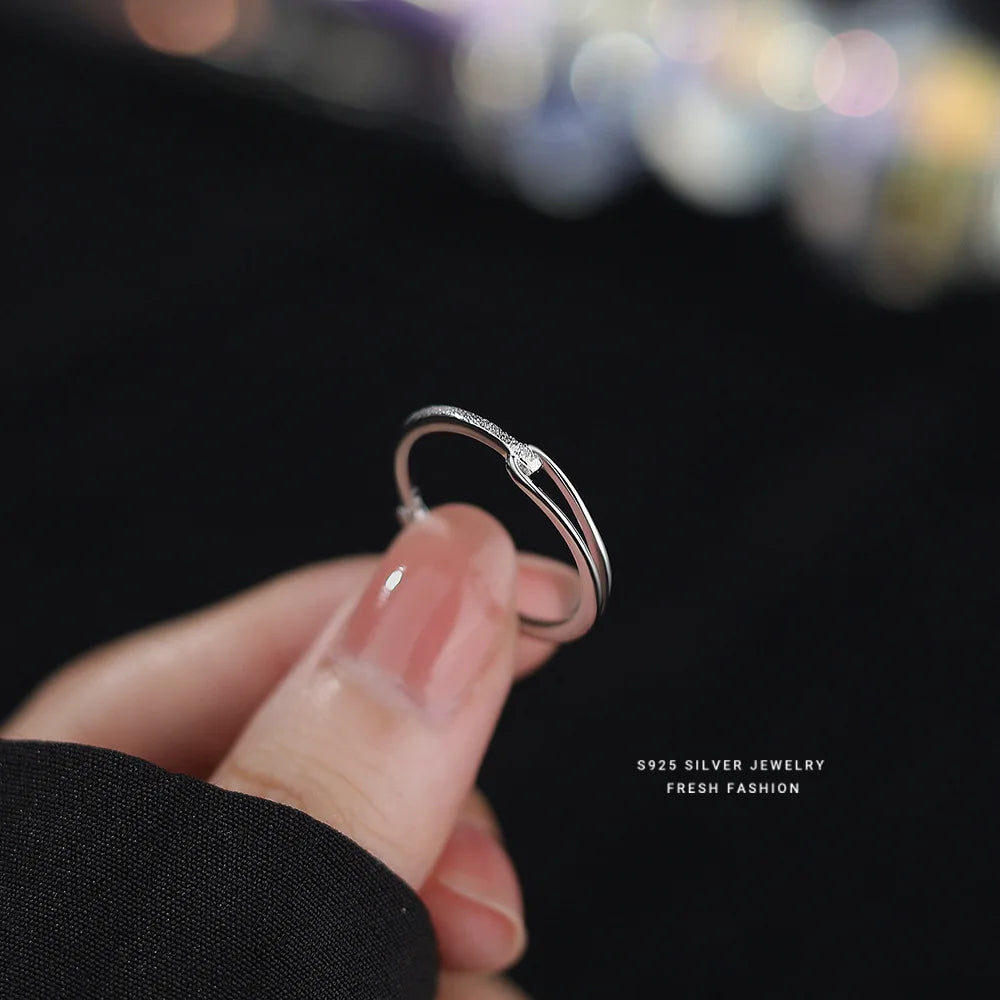 Newest Style French Luxury S925 Sterling Silver Rings for Women Jewelry Accessories Geometric Rings Women Girl Gift Jewelry