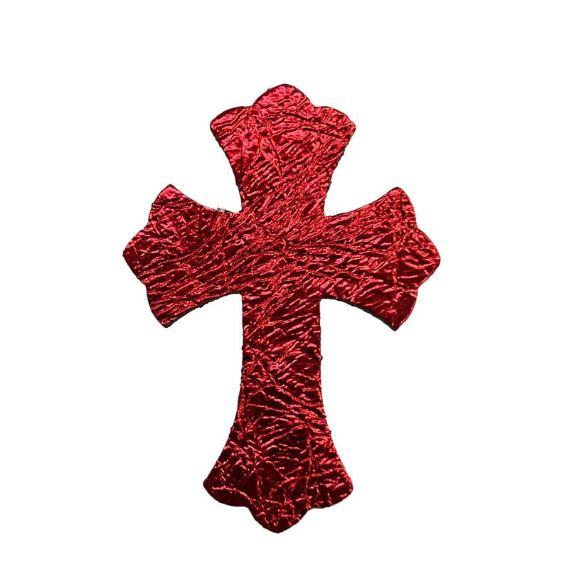 4.5*6.5cm Sheepskin Leather Patch With Cross Shaped Leather Label Genuine Leather DIY With Multiple Colors-106-182