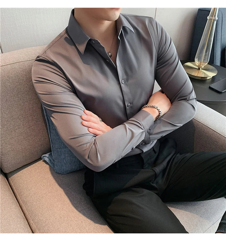 Camisas De Hombre Long Sleeve Shirts For Men Clothing 2026 Business Formal Wear Camisa Social Masculina Slim Fit Chemise Homme