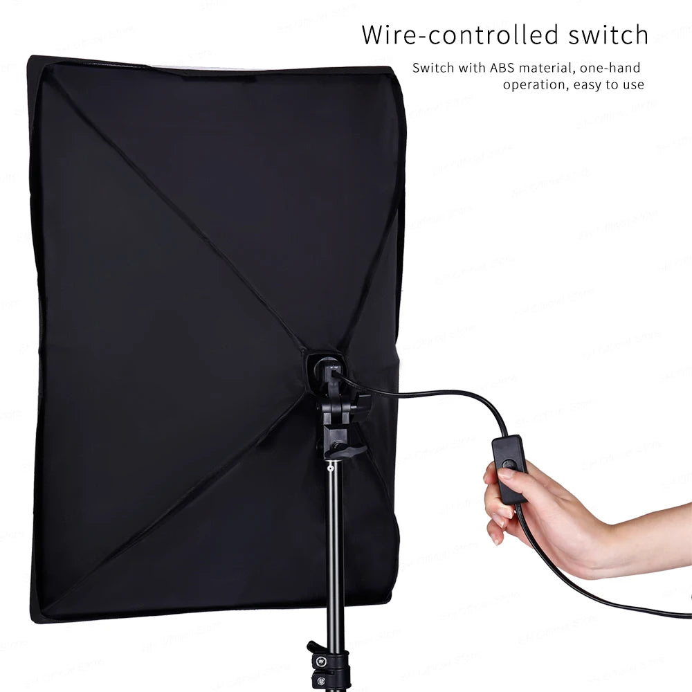 New 30w 40w Photography 50x70CM Softbox Lighting Kits System Soft box Continuous Light Use For Photo Studio Portrait Shooting